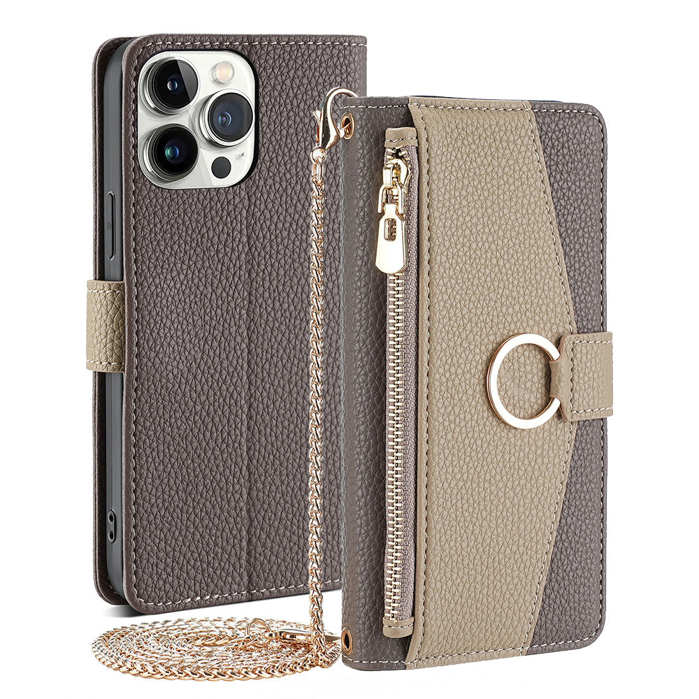 Premium Leather Crossbody Wallet Case for iPhone - Flip Mirror Design, Long Lanyard,  Shockproof Protection for iPhone Models