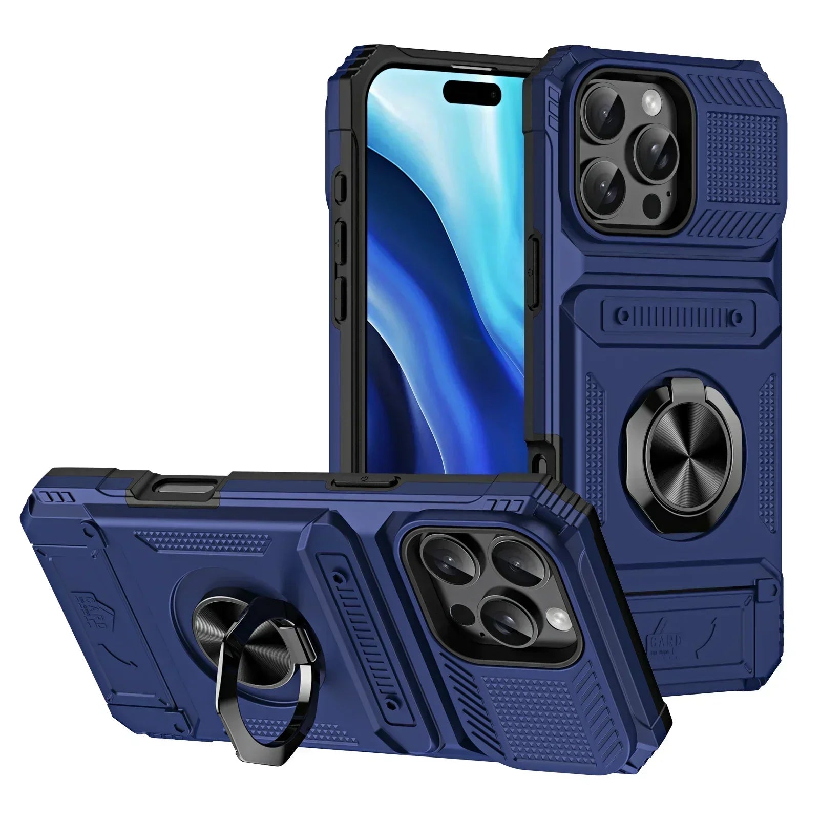 Military-Grade Magnetic Case – Heavy-Duty Drop Protection, Rotating Ring Kickstand Rugged Shockproof Design for iPhone Models