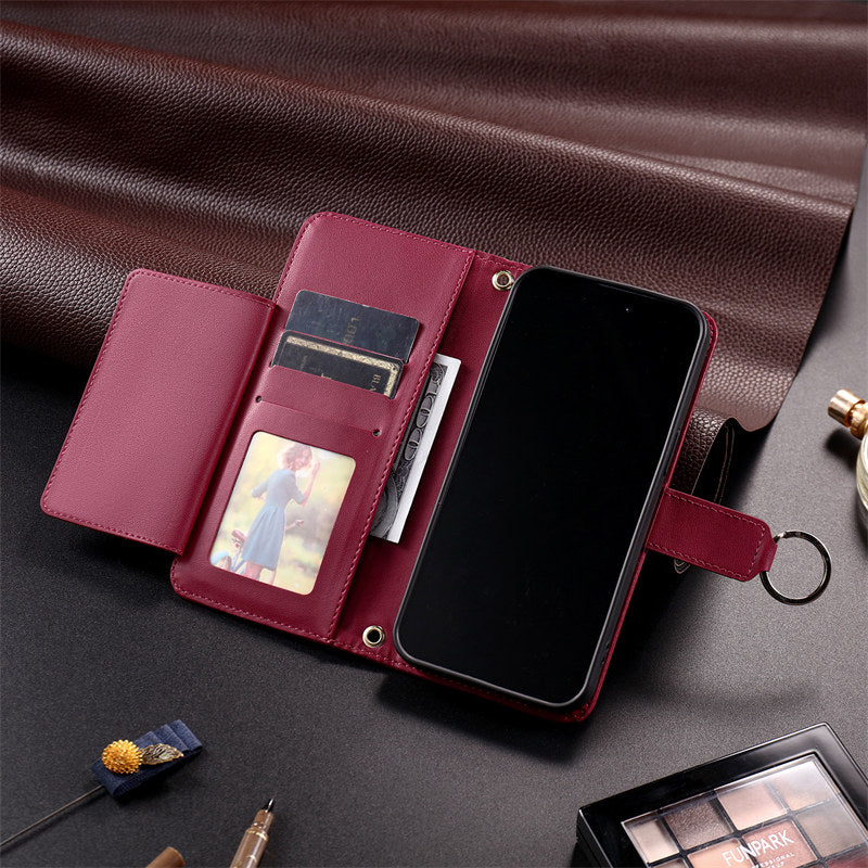 Luxury Leather Flip Phone Case – Premium Wallet, Bracket Protection,  Elegant Cover with Card Slots, Durable & Functional