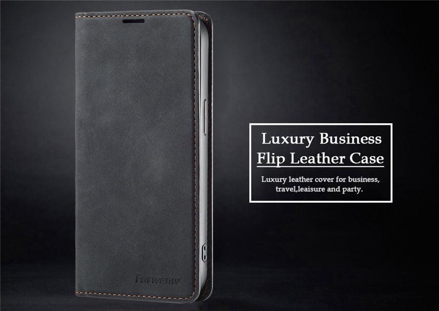 Thin Suede Leather Wallet Case – Flip Cover with Strong Magnet, Card Holder, and Premium Protection for iPhone Models