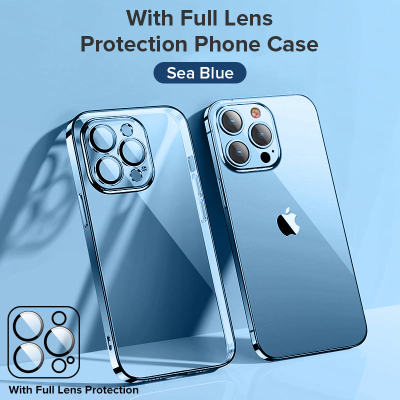 High-Quality Plating Transparent iPhone Case - Soft Silicone Shockproof Cover with Lens Protector, Slim & Durable Design | Case for iPhone