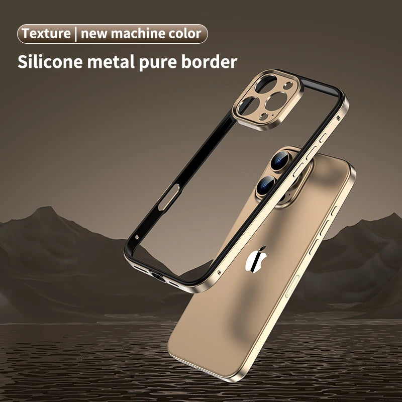 Luxury Hybrid Metal Phone Case - Camera Protection, Silicone Frame, Aluminum Heat-Dissipating Bumper, Shockproof Design | Case for iPhone