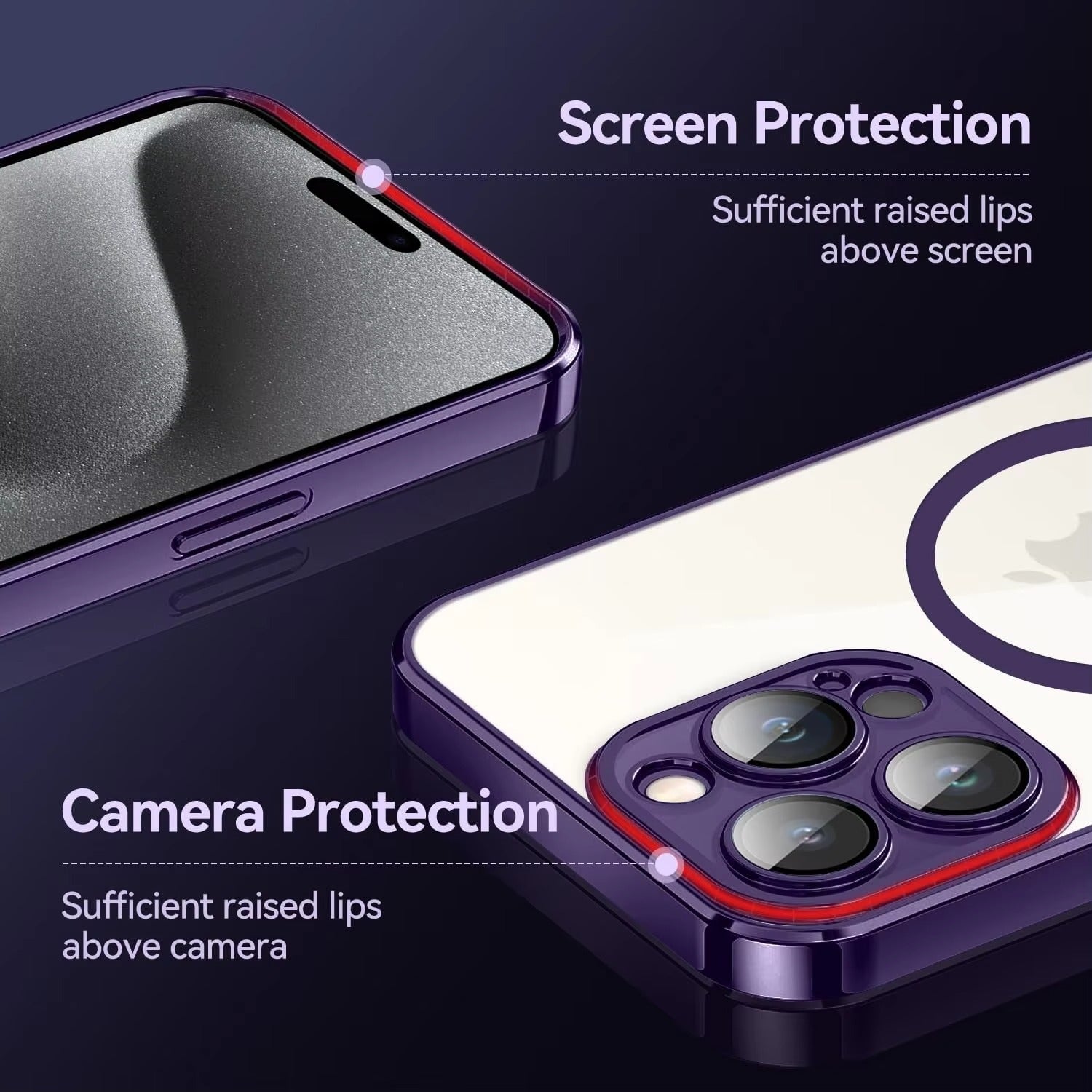 Premium Apple iPhone Hülle, MagSafe-kompatibel, Kameraobjektiv- und Bildschirmschutz, ultra dünn, stoßfest, magnetisch, vollständiger Rundumschutz, vollständige Metall-Schutzhülle