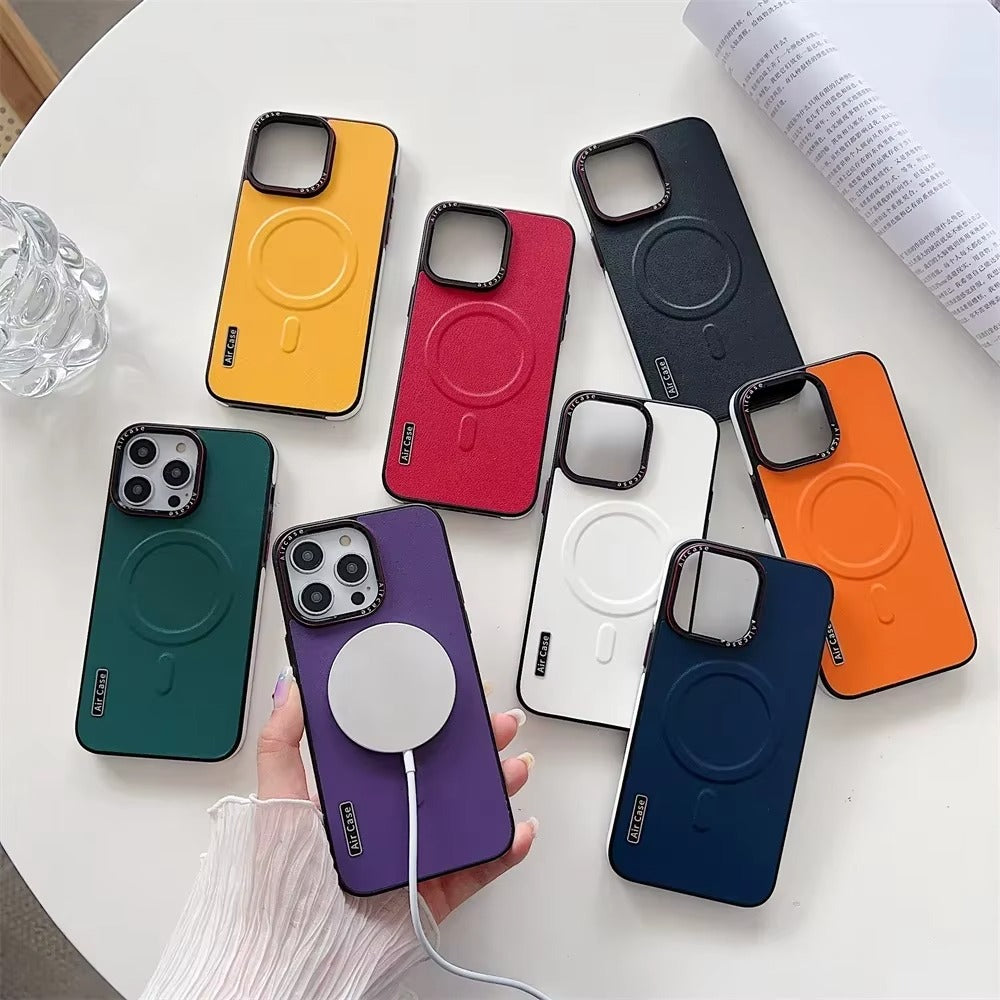 Premium Apple iPhone Hülle, MagSafe-kompatibel, Kameraobjektiv- und Bildschirmschutz, ultra dünn, stoßfest, magnetisch, vollständiger Rundumschutz, vollständige Metall-Schutzhülle