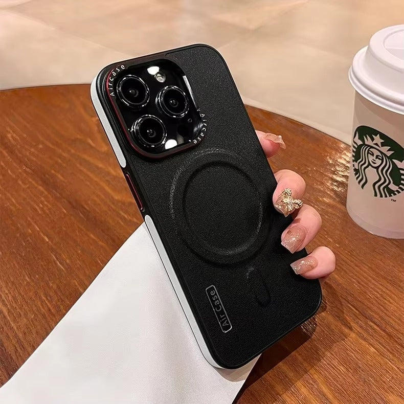 Premium Apple iPhone Hülle, MagSafe-kompatibel, Kameraobjektiv- und Bildschirmschutz, ultra dünn, stoßfest, magnetisch, vollständiger Rundumschutz, vollständige Metall-Schutzhülle