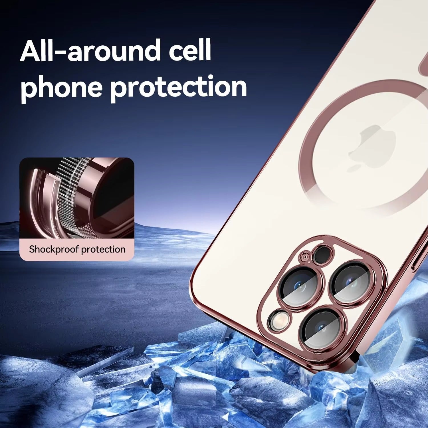 Premium Apple iPhone Hülle, MagSafe-kompatibel, Kameraobjektiv- und Bildschirmschutz, ultra dünn, stoßfest, magnetisch, vollständiger Rundumschutz, vollständige Metall-Schutzhülle