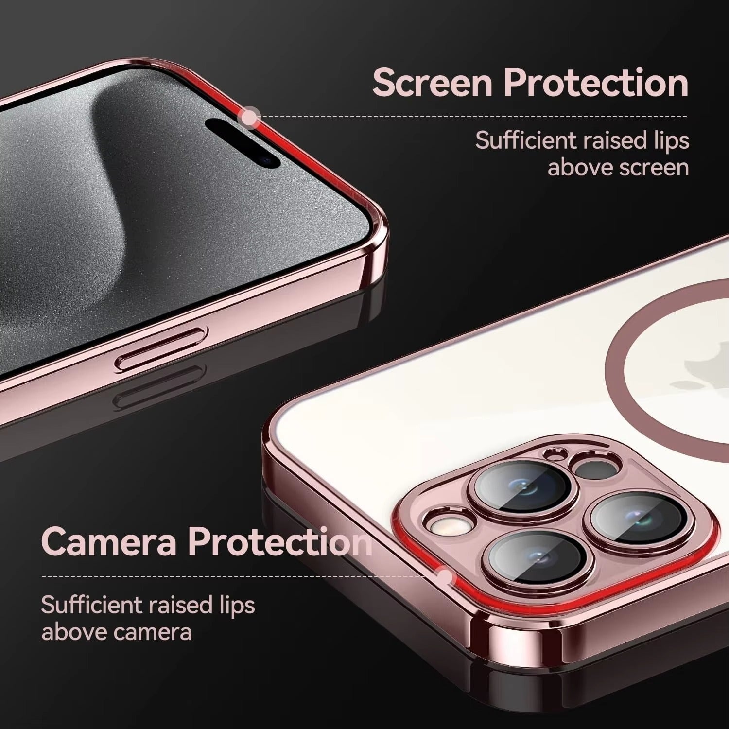 Premium Apple iPhone Hülle, MagSafe-kompatibel, Kameraobjektiv- und Bildschirmschutz, ultra dünn, stoßfest, magnetisch, vollständiger Rundumschutz, vollständige Metall-Schutzhülle