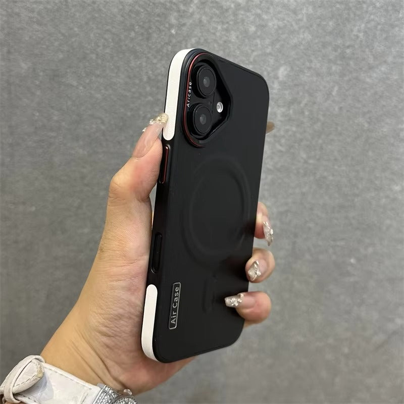 Premium Apple iPhone Hülle, MagSafe-kompatibel, Kameraobjektiv- und Bildschirmschutz, ultra dünn, stoßfest, magnetisch, vollständiger Rundumschutz, vollständige Metall-Schutzhülle