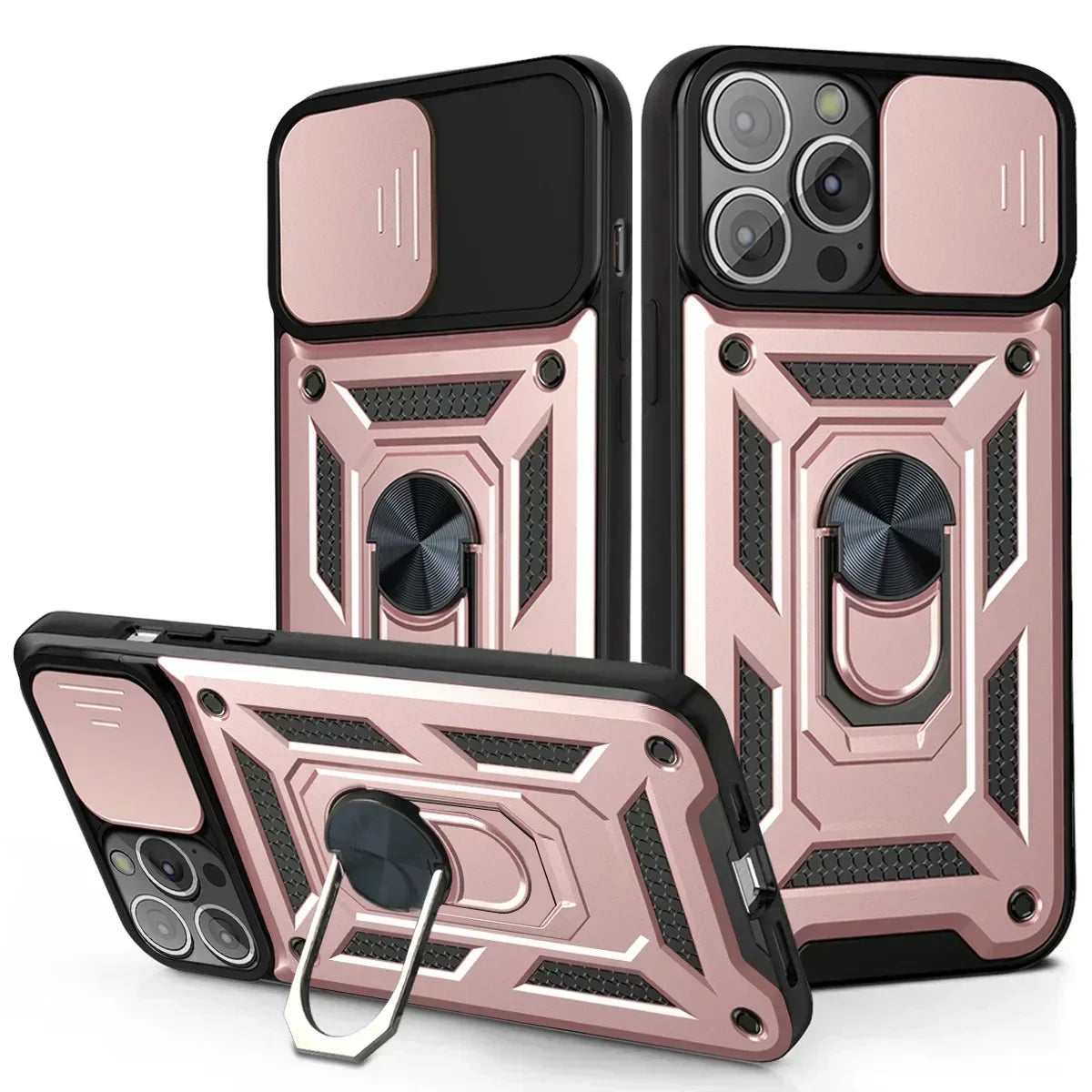 Shockproof Armor Case – Slide Camera Lens Protection, Rugged Full-Body Cover for iPhone Models