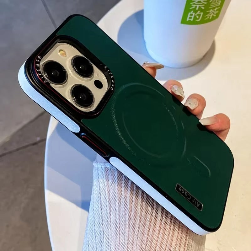 Premium Apple iPhone Hülle, MagSafe-kompatibel, Kameraobjektiv- und Bildschirmschutz, ultra dünn, stoßfest, magnetisch, vollständiger Rundumschutz, vollständige Metall-Schutzhülle