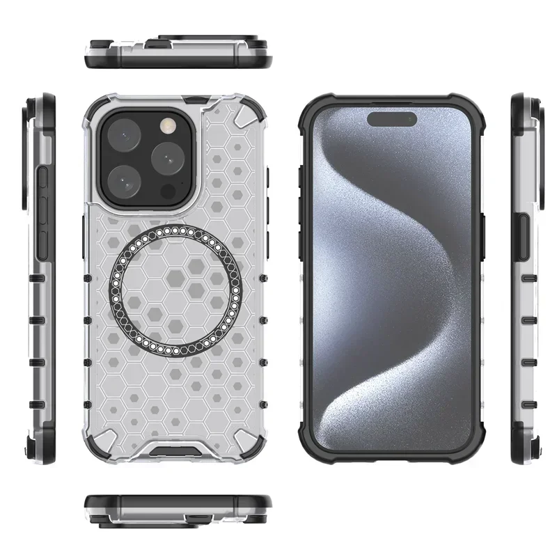 Luxury Shockproof Armor Phone Case – PC & Silicone MagSafe Cover with Magnetic Wireless Charging for iPhone Models