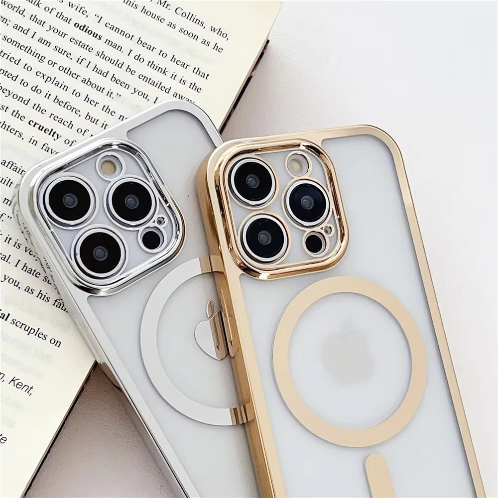Premium Apple iPhone Hülle, MagSafe-kompatibel, Kameraobjektiv- und Bildschirmschutz, ultra dünn, stoßfest, magnetisch, vollständiger Rundumschutz, vollständige Metall-Schutzhülle
