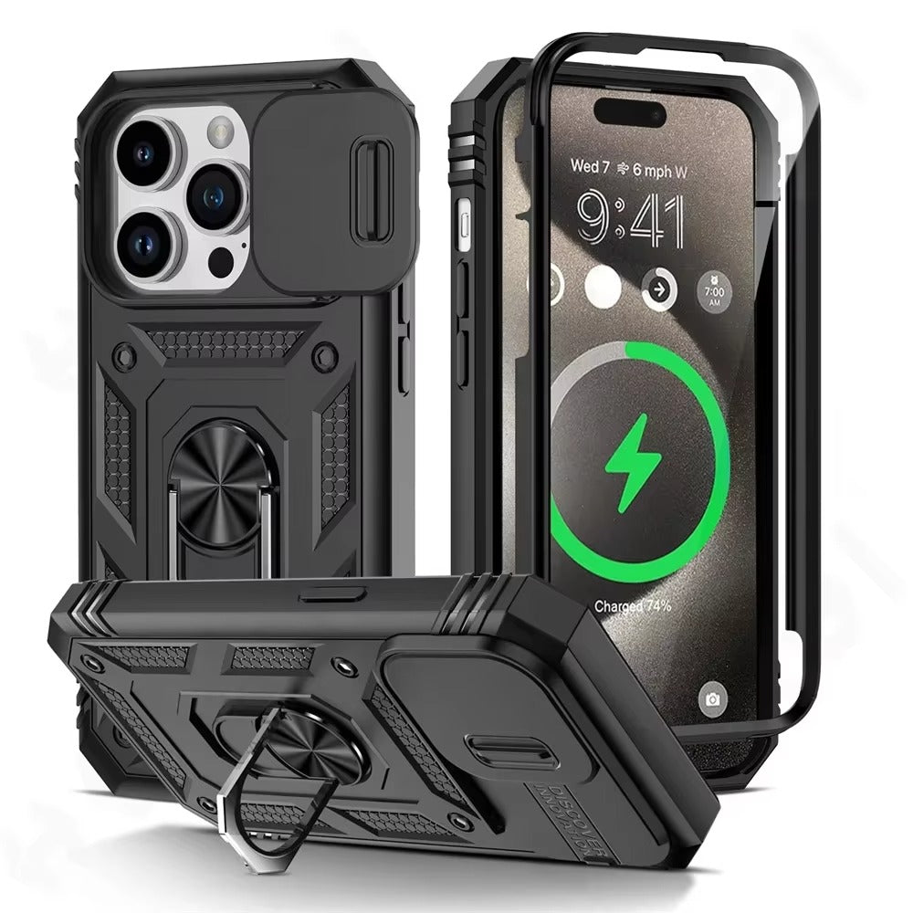 Premium Apple iPhone Hülle, MagSafe-kompatibel, Kameraobjektiv- und Bildschirmschutz, ultra dünn, stoßfest, magnetisch, vollständiger Rundumschutz, vollständige Metall-Schutzhülle