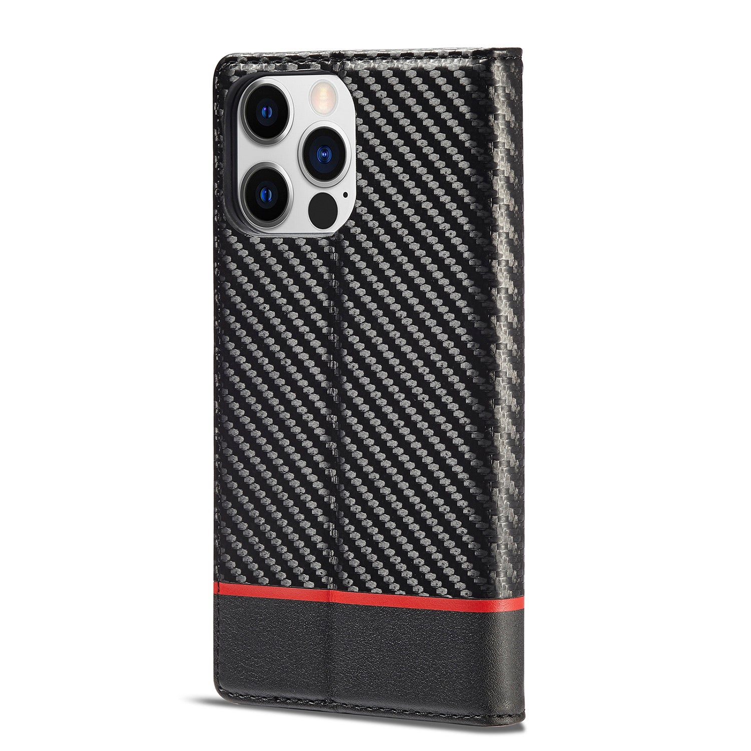 Luxury Carbon Fiber Leather Wallet iPhone Case – Magnetic Flip Cover, Card Holder, Shockproof Protection, Stylish & Durable for iPhone