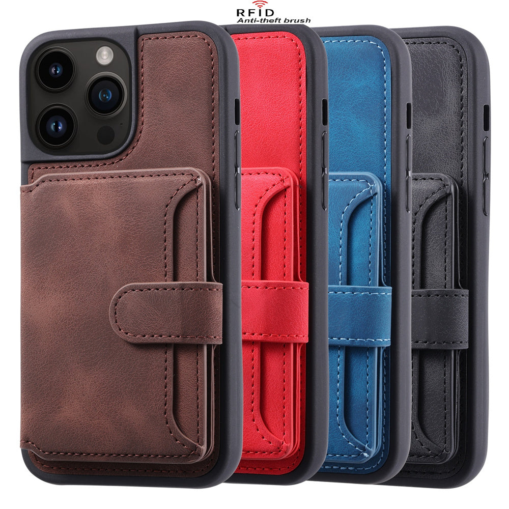 Fashion Leather iPhone Case – Shockproof, Back Protective Cover, Card Holder, Sleek Design, Durable & Stylish for iPhone