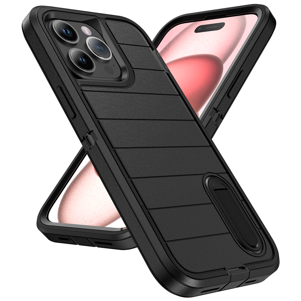 New 3-in-1 Hybrid Defender Case – Kickstand Full-Body Protection Cover for iPhone Models, Rugged and Durable Design