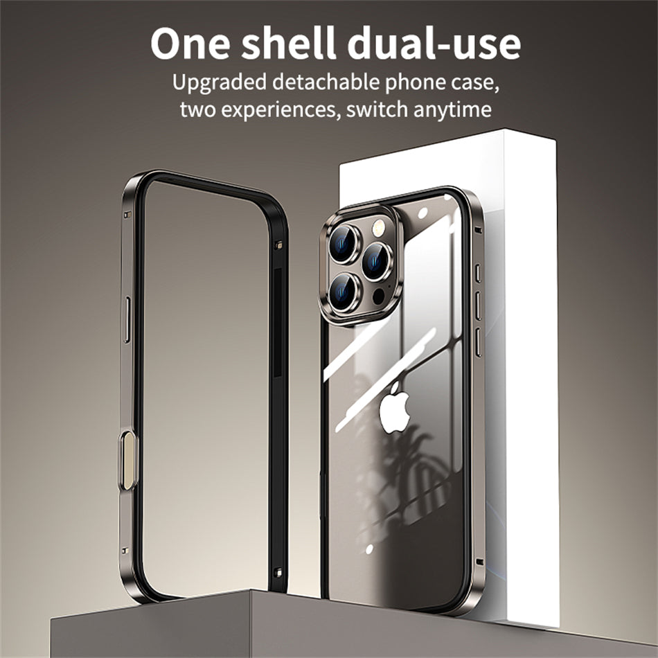 Luxury 2-in-1 Clear Acrylic Case - Ultra-Thin Aluminum Metal Lens Frame, Alloy Bumper, Lightweight Design | Case for iPhone