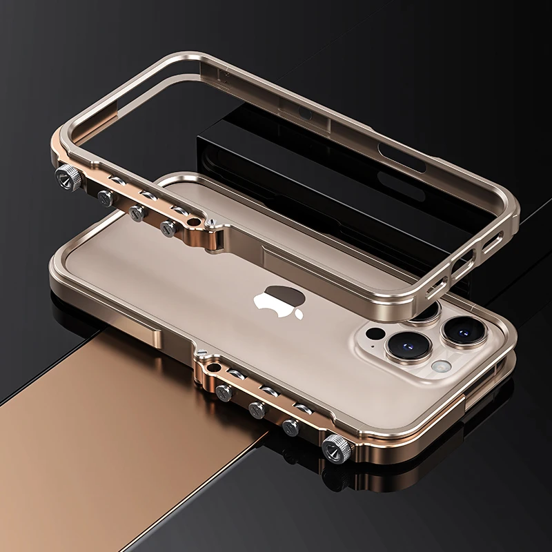 Luxury Aluminum Alloy Armor Frame Case – 360° Mechanical Metal Bumper Shockproof Cover for iPhone Models, Durable and Stylish Design