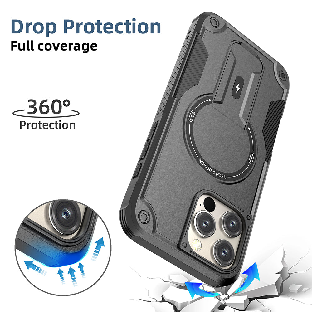 Deluxe Armor Stealth Bracket Case – Magnetic Super Fall Proof, Hard Shell with Lanyard, Heavy-Duty Protection for iPhone Models