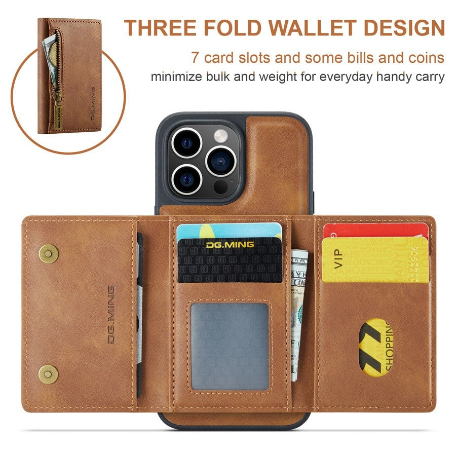 RFID Magnetic Detachable Leather Wallet Case – Wireless Charging, Stand Function, Secure Card Holder, Premium Protection for iPhone Models