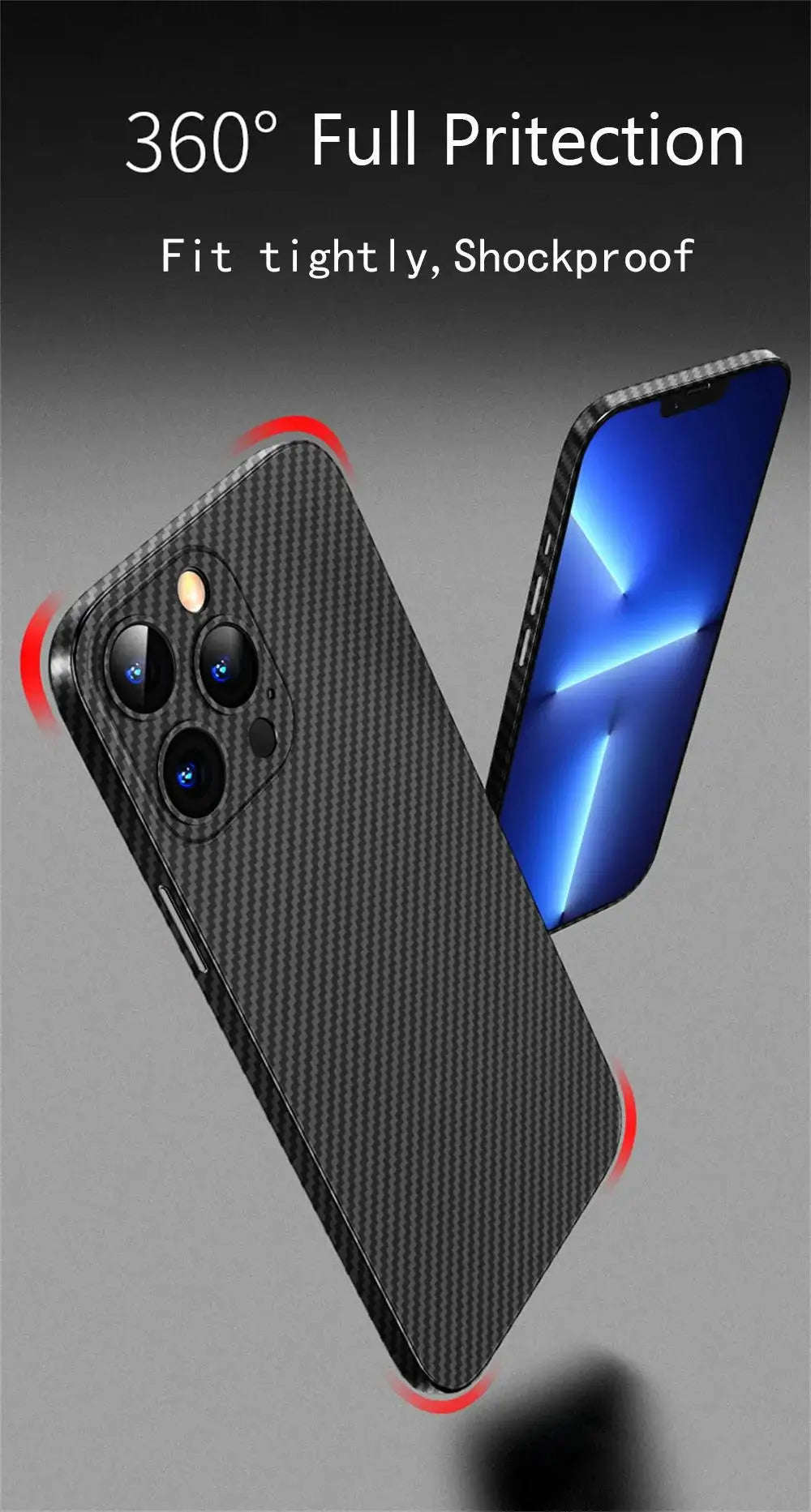 Luxury Ultra-Thin Carbon Fiber Matte Case – 0.2mm PP Back Cover for iPhone Models, Lightweight, Sleek, and Durable Protection