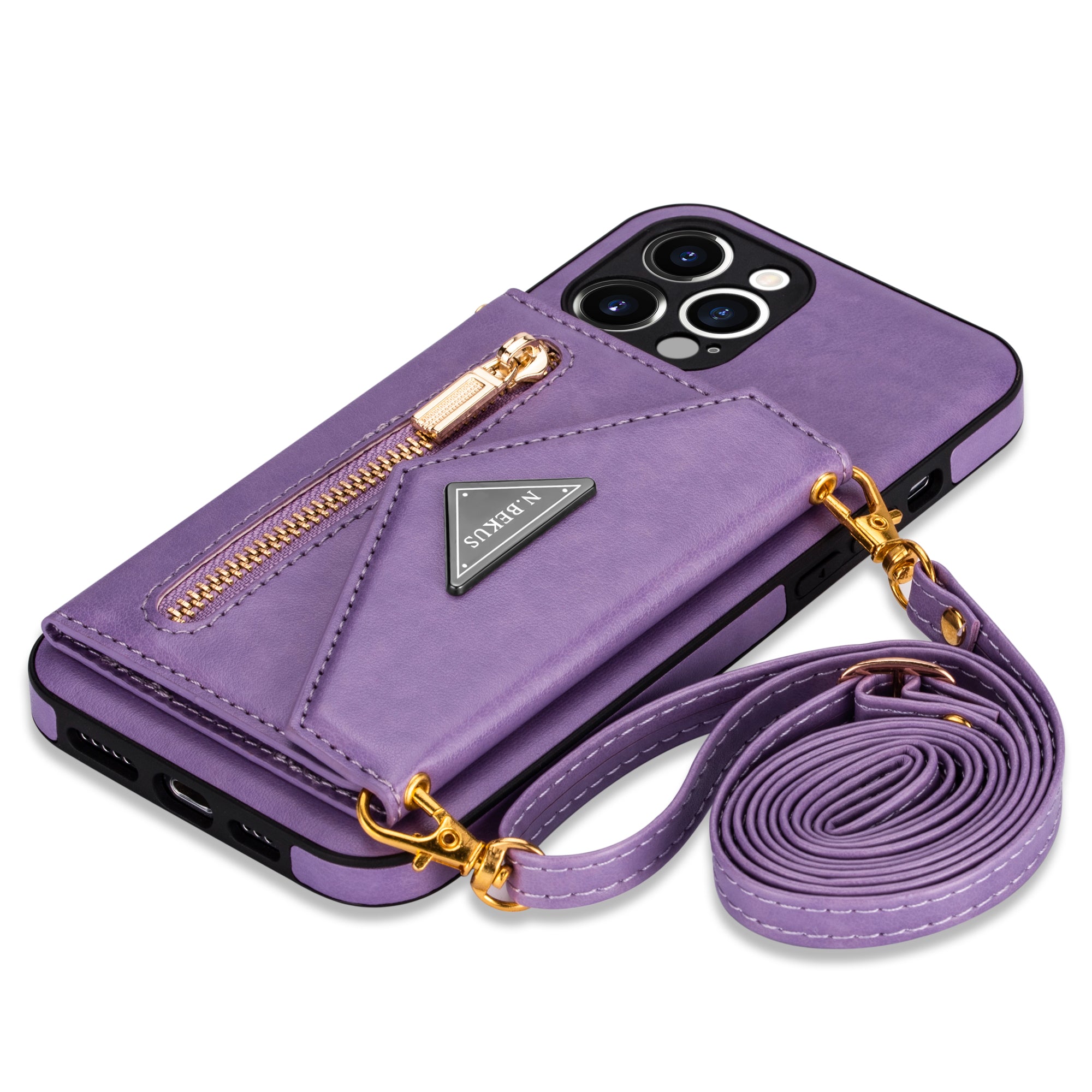 Zipper Wallet Crossbody Leather Case – Card Holder, Lanyard Strap, Secure Storage, Stylish Protection for iPhone Models