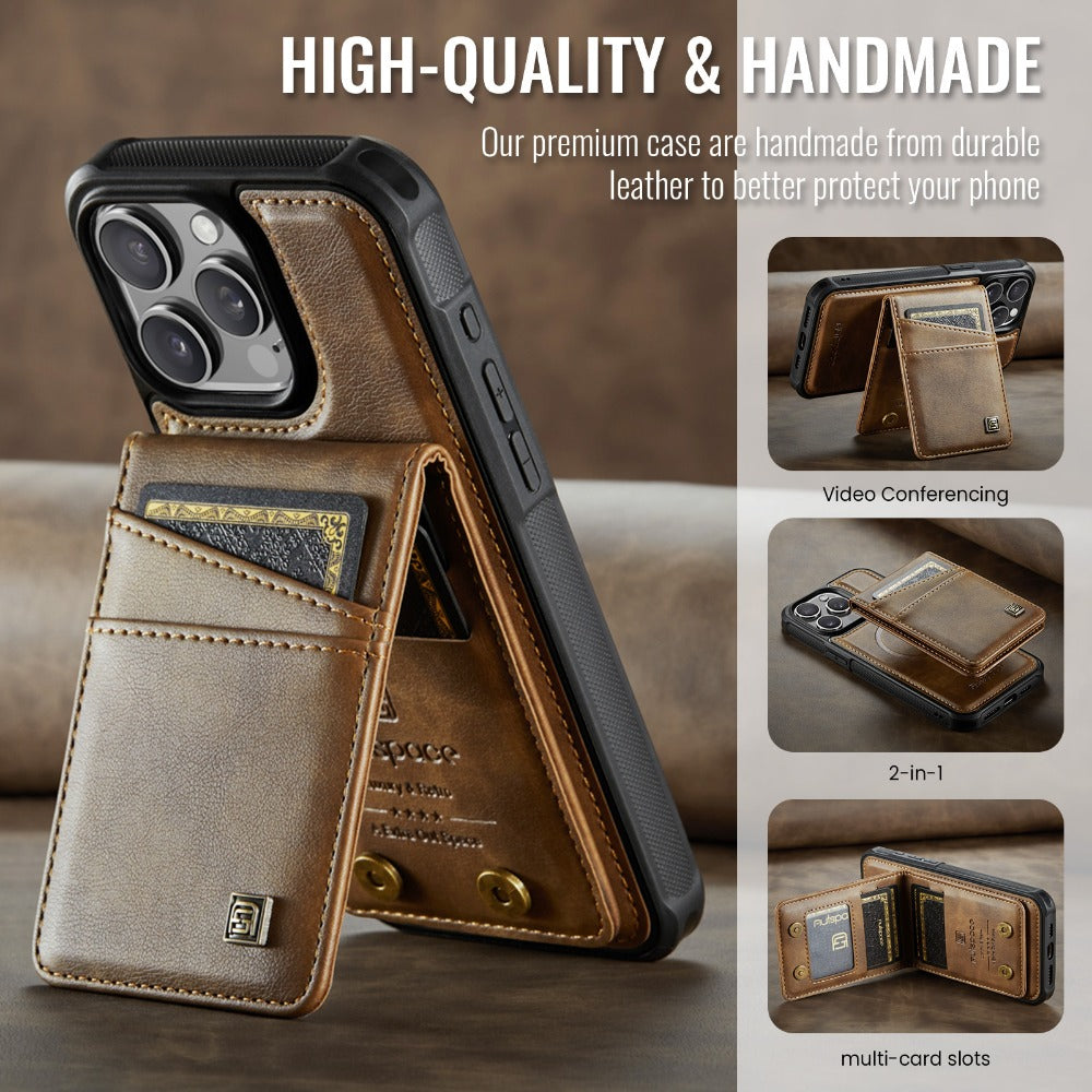 Luxury 2-in-1 Magnetic Wallet Phone Case – Detachable Leather Flip Cover with Card Holder, Wrist Strap, and Secure Magnetic Closure for Ultimate Protection