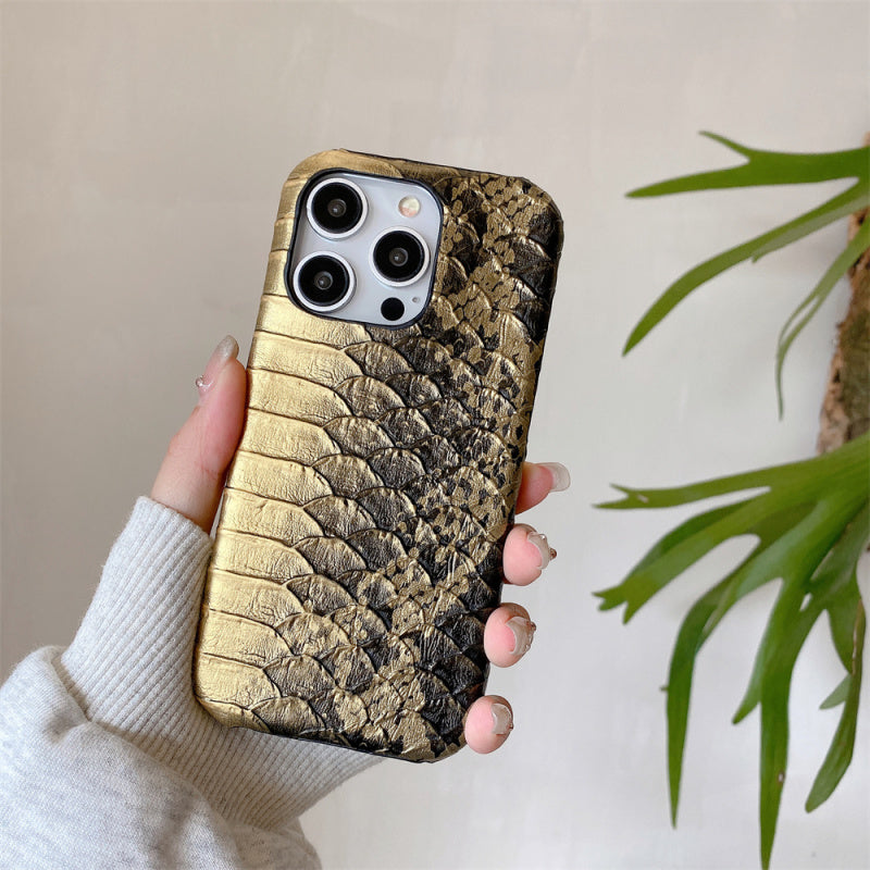 Premium Leather Realistic Snake Skin Texture iPhone Case - PU Seismic Cover, Durable & Stylish Protection for iPhone Models