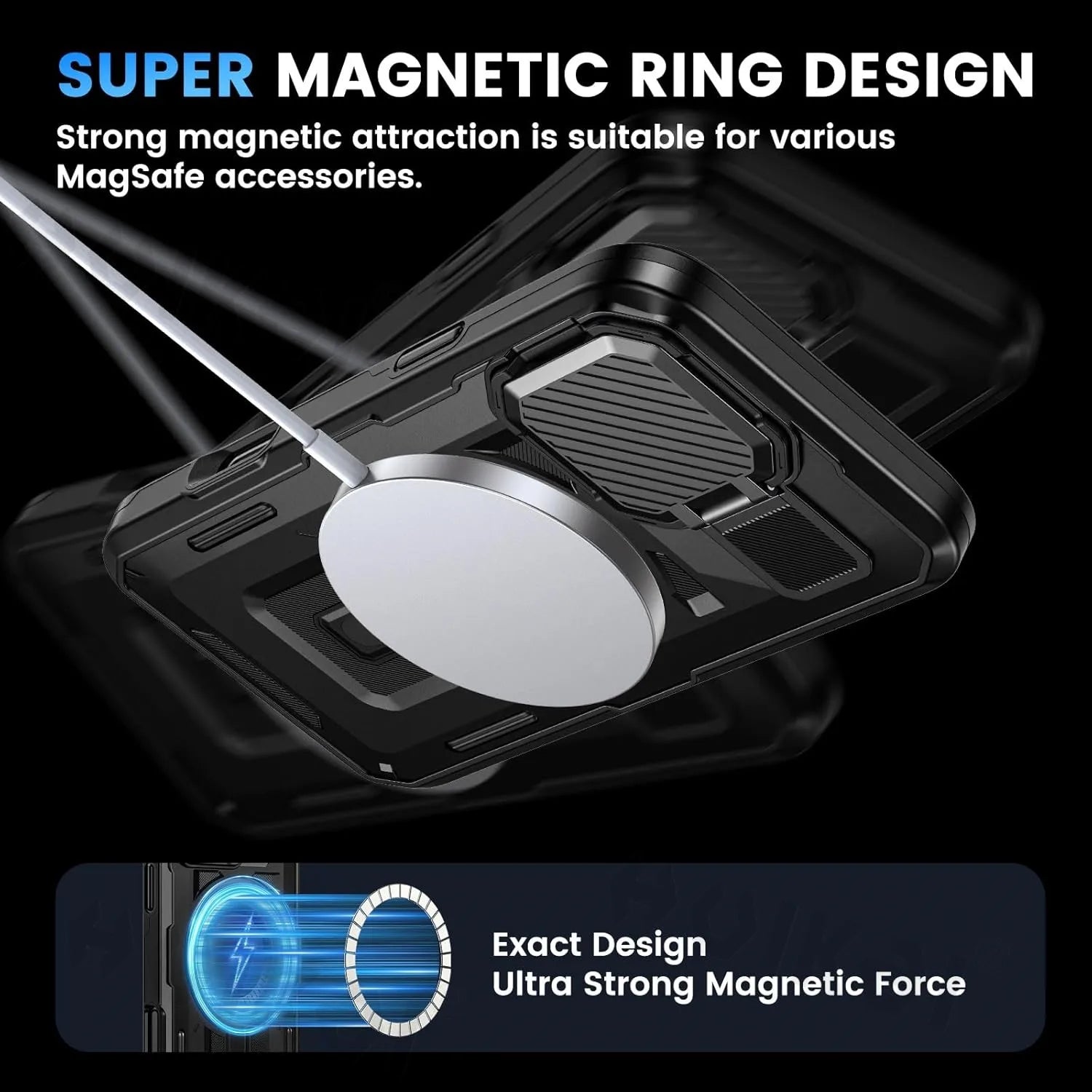 MagSafe Kickstand Case – Magnetic Lens Protection, Drop & Scratch Resistant Hard Cover for iPhone Models