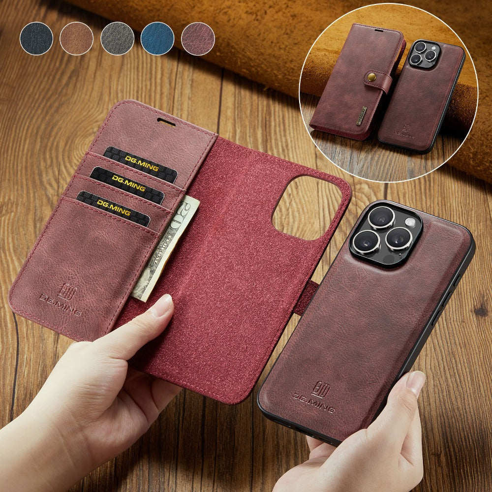 Premium Detachable Magnetic Leather Wallet Case – Card Holder, Shockproof Protection, and Stylish Flip Cover for Secure and Convenient Use