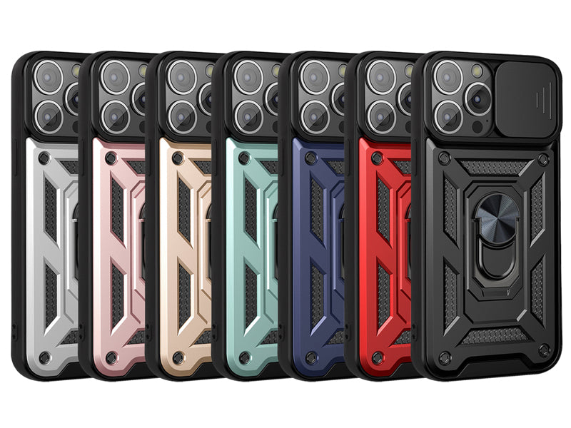 Shockproof Armor Case – Slide Camera Lens Protection, Rugged Full-Body Cover for iPhone Models