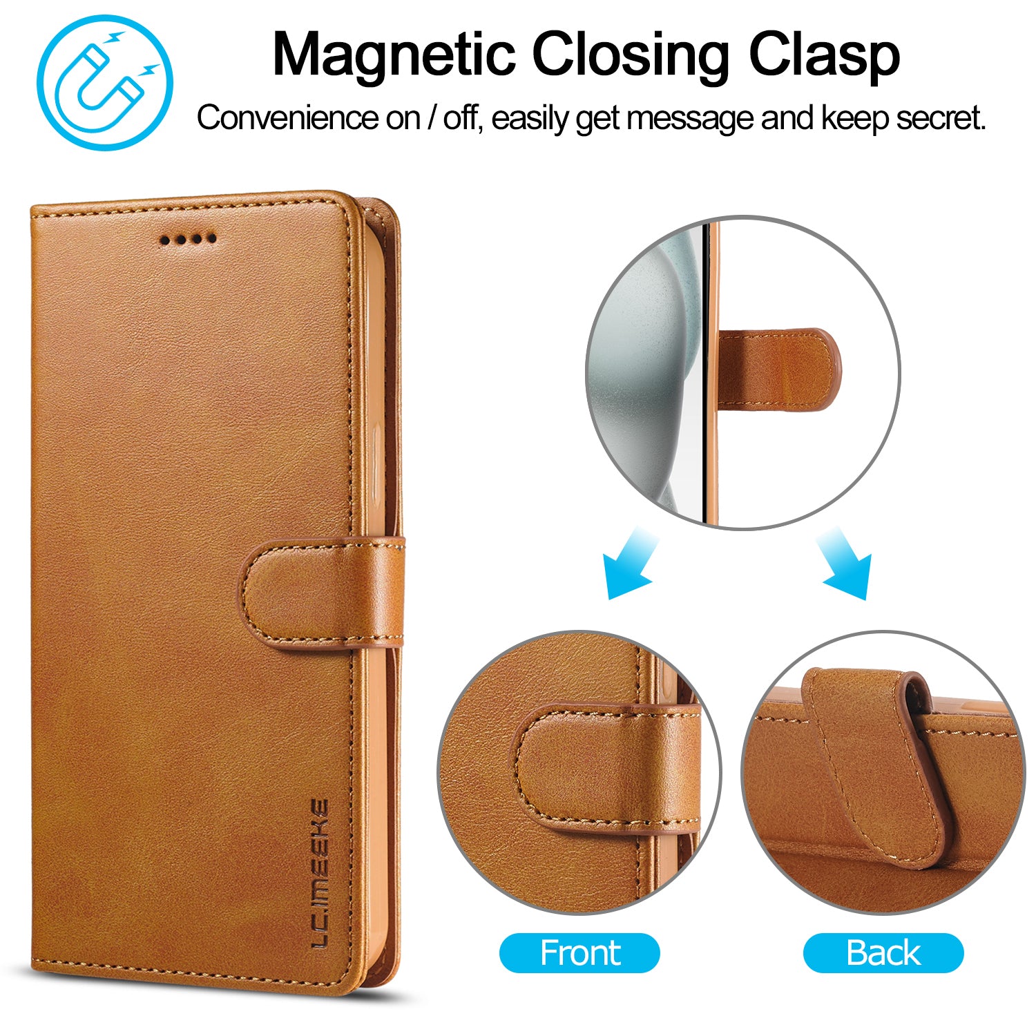 Luxury Leather Wallet Case – Flip Cover with Card Slot, Magnetic Closure, and Premium Protection for iPhone Models