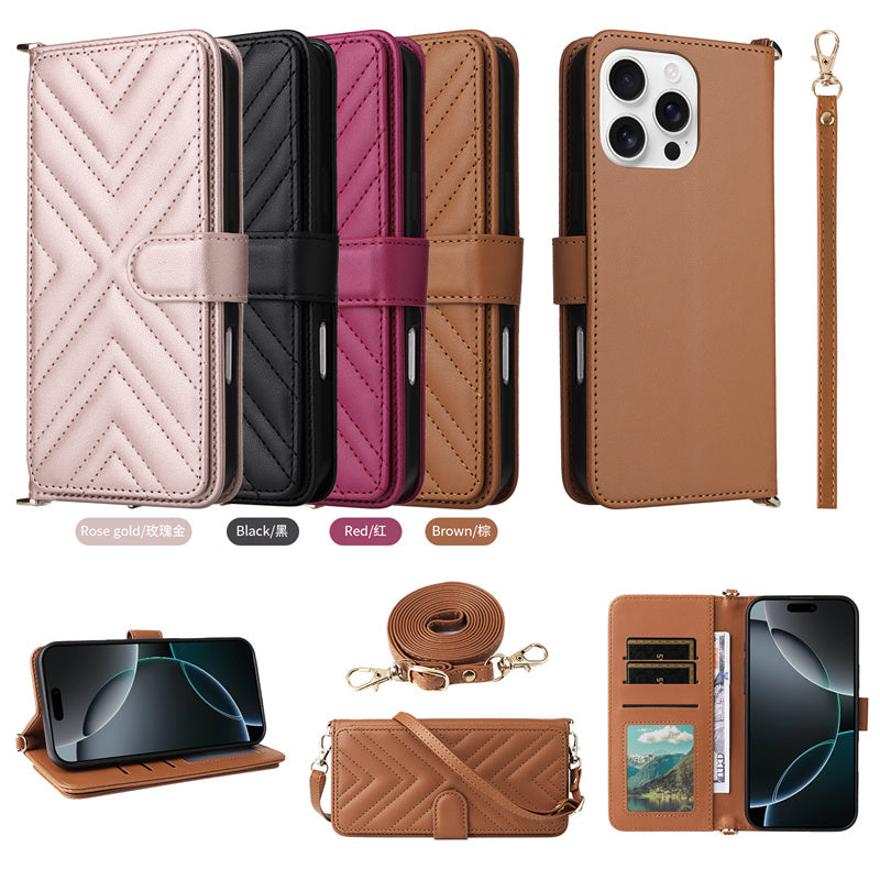 Luxury Crossbody Wallet Phone Case – Fashion Shoulder Strap, Magnetic Closure, Card Holder, and Premium Protection for iPhone