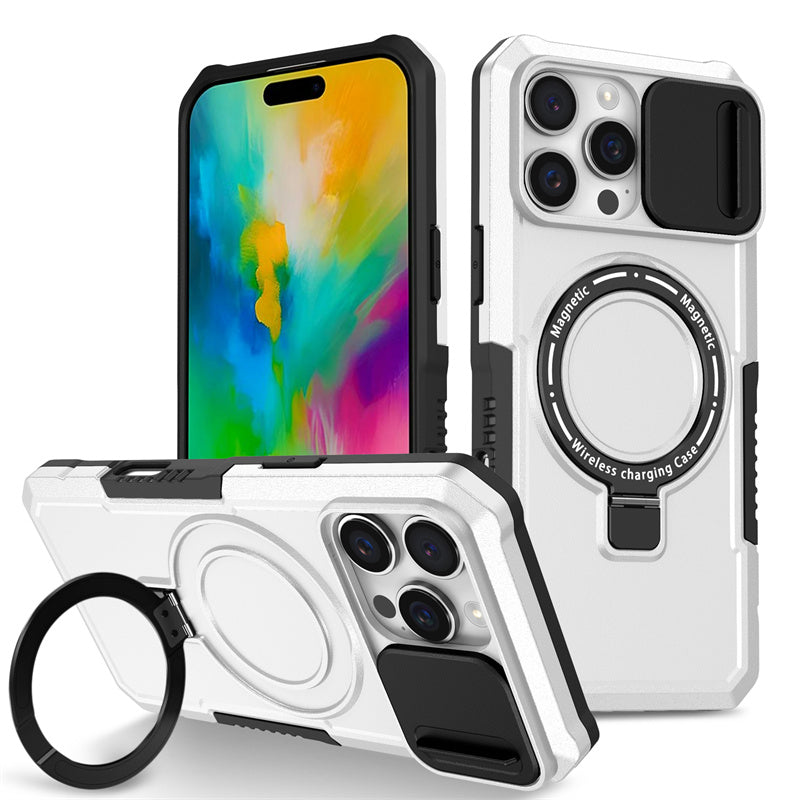 MagSafe Armor Case – Magnetic Holder, Wireless Charging, Slide Camera Protection, Rugged Full-Body Cover for iPhone Models