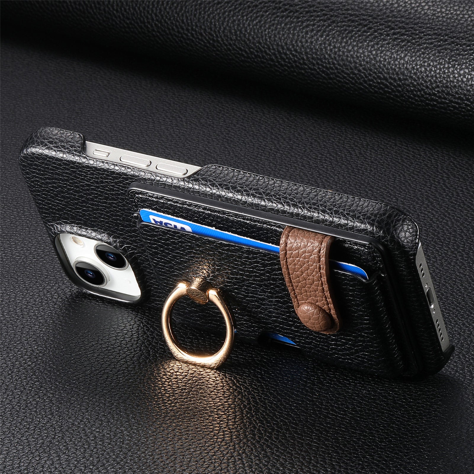 Premium Leather Ring Stand Wallet Case – Shockproof Phone Cover with Card Holder, Magnetic Closure, and Kickstand Support for Hands-Free Convenience