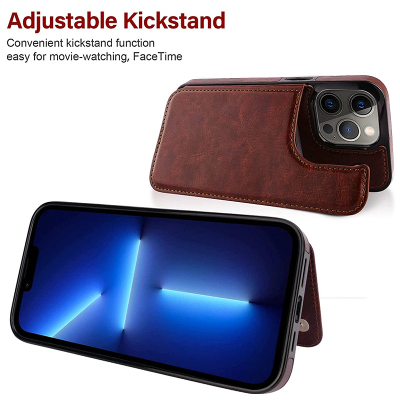 Luxury PU Leather Wallet Case – Kickstand, Card Holder Slots, Durable Shockproof Cover, Elegant Magnetic Closure for iPhone Models