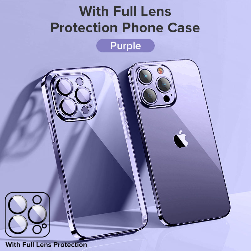 High-Quality Plating Transparent iPhone Case - Soft Silicone Shockproof Cover with Lens Protector, Slim & Durable Design | Case for iPhone