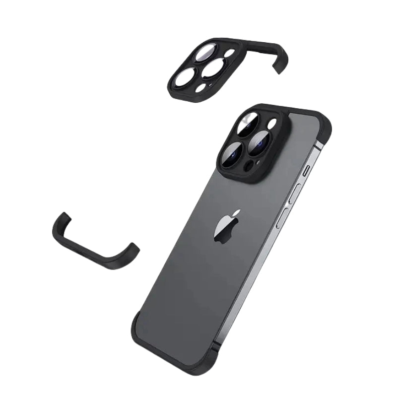 Metal Corner Pads iPhone Case – Aluminum Alloy Bumper with Camera Lens Protector Antifall Protection for iPhone Models