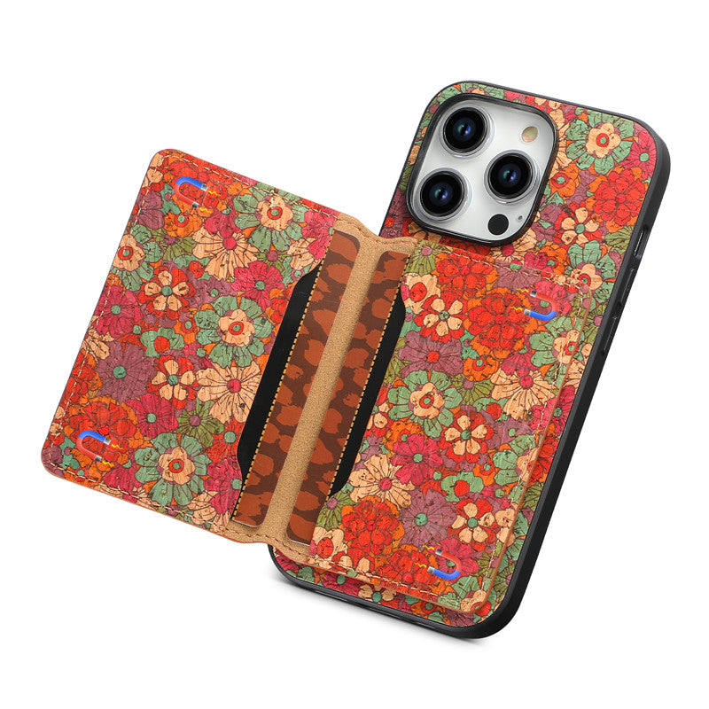 Luxury Flower Pattern Leather Magnetic Wallet Phone Case for iPhone – Card Holder, Stand Function, Protective Back Cover