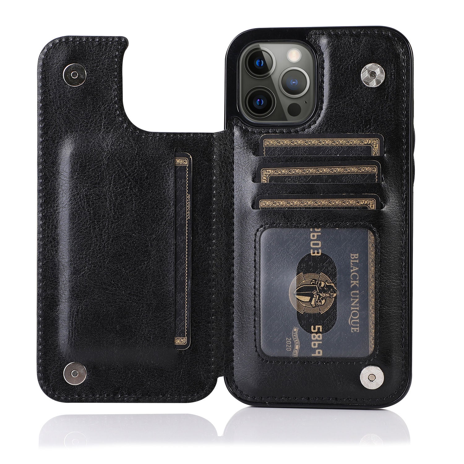 Luxury PU Leather Wallet Case – Kickstand, Card Holder Slots, Durable Shockproof Cover, Elegant Magnetic Closure for iPhone Models