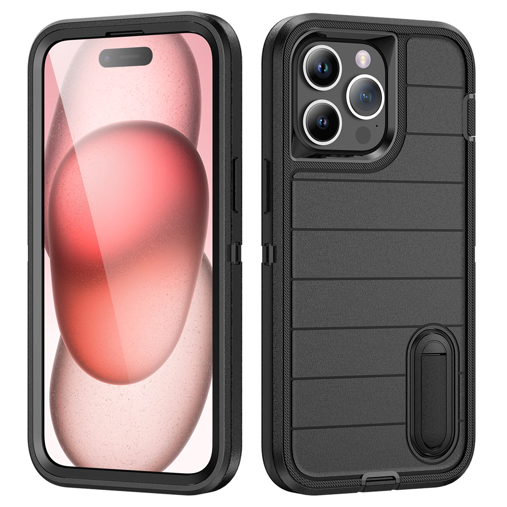 New 3-in-1 Hybrid Defender Case – Kickstand Full-Body Protection Cover for iPhone Models, Rugged and Durable Design