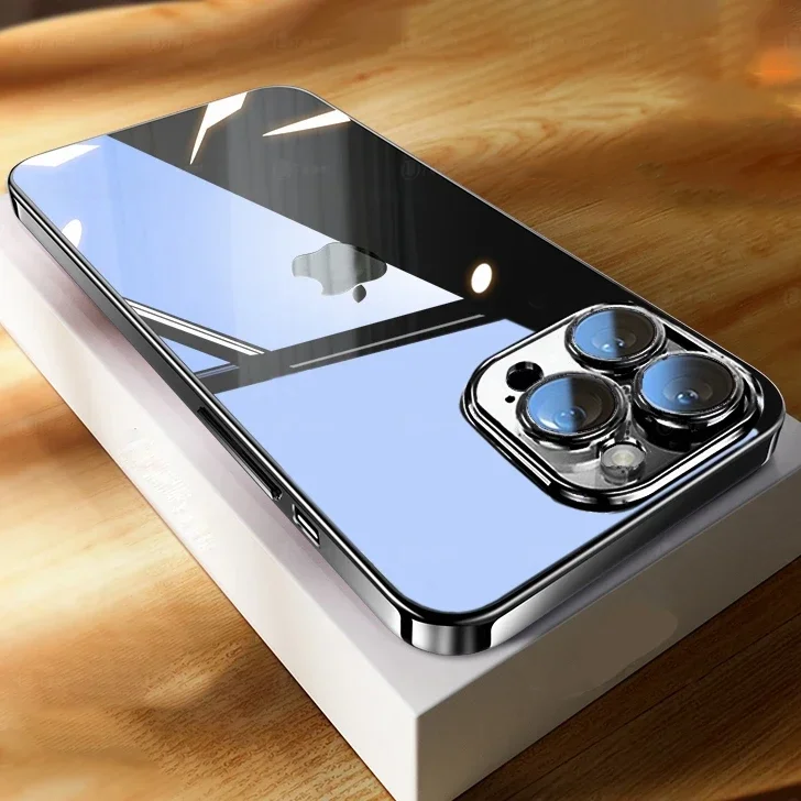 Luxury Clear Shockproof iPhone Case - Ultra-Thin, MagSafe Compatible, Camera Lens Protection, Transparent Hard PC Cover, 