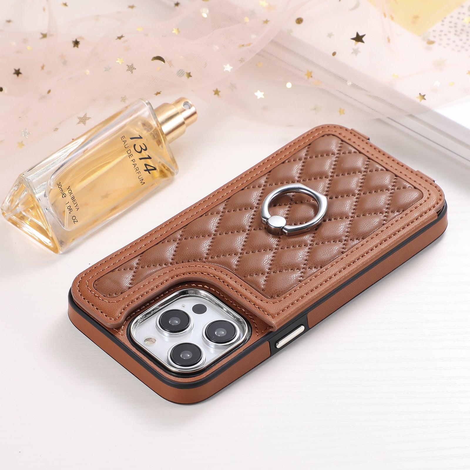 Luxury Crossbody RFID Leather Wallet Phone Case – Card Slot, Ring Holder, Double Buckle, Lanyard Bag Cover, Magnetic Closure