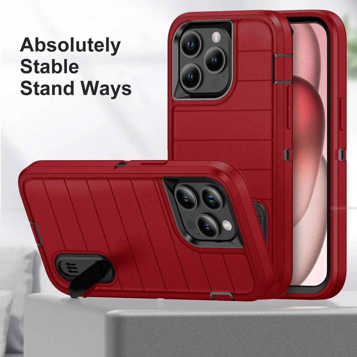 Heavy-Duty Shock Absorption Case – Full-Body Protective Silicone Rubber Cover for iPhone Models