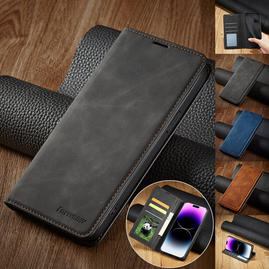 Thin Suede Leather Wallet Case – Flip Cover with Strong Magnet, Card Holder, and Premium Protection for iPhone Models