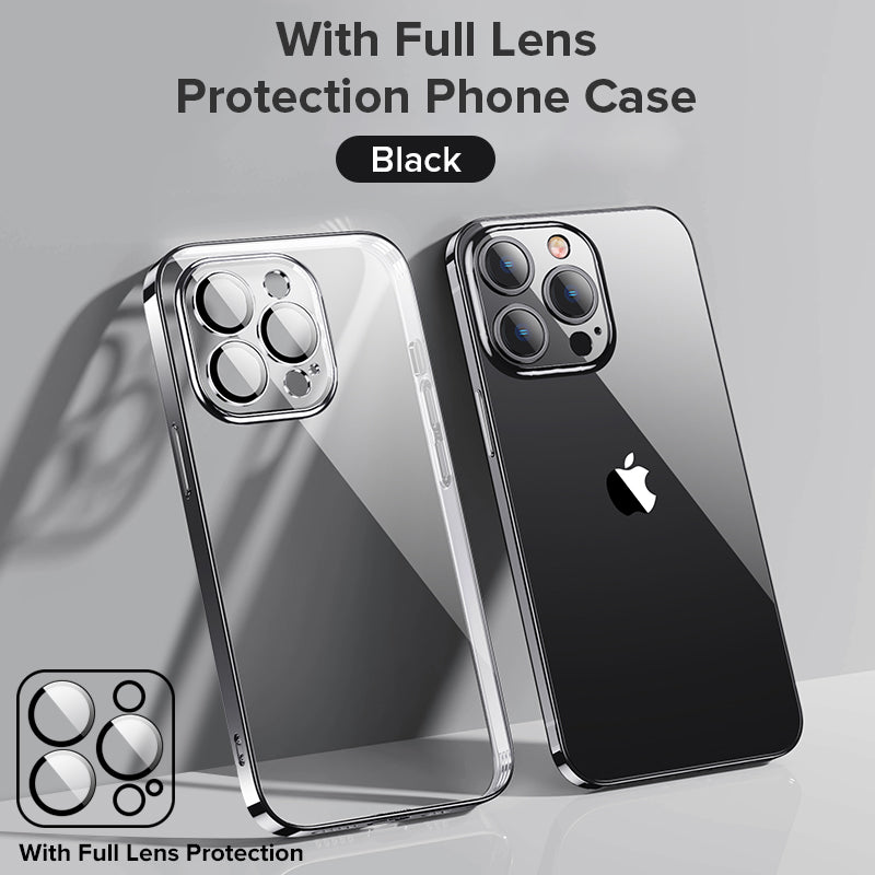 High-Quality Plating Transparent Case - Soft Silicone Shockproof Cover with Lens Protector, Slim & Durable Design | Case for iPhone