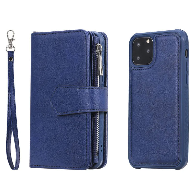 Luxury Magnetic Detachable Wallet Case – Premium Leather Flip Cover, Card Slots, Handbag Design, Stand Feature for iPhone