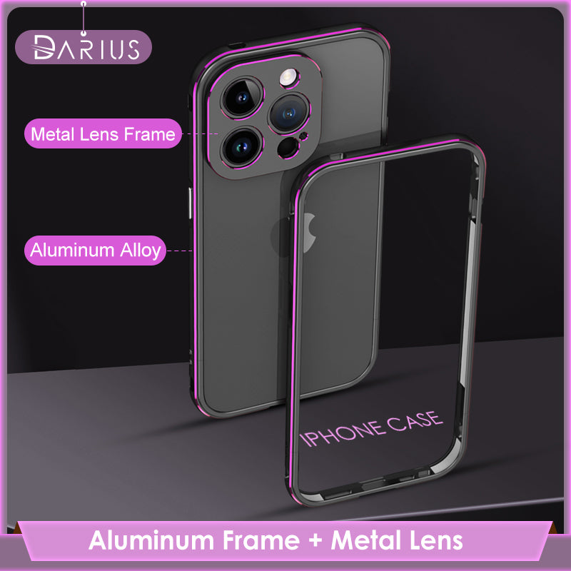 Aluminum Bumper & Metal Lens Frame Case  Shockproof Cover for iPhone Models, Durable and Stylish Protection with Sleek Design