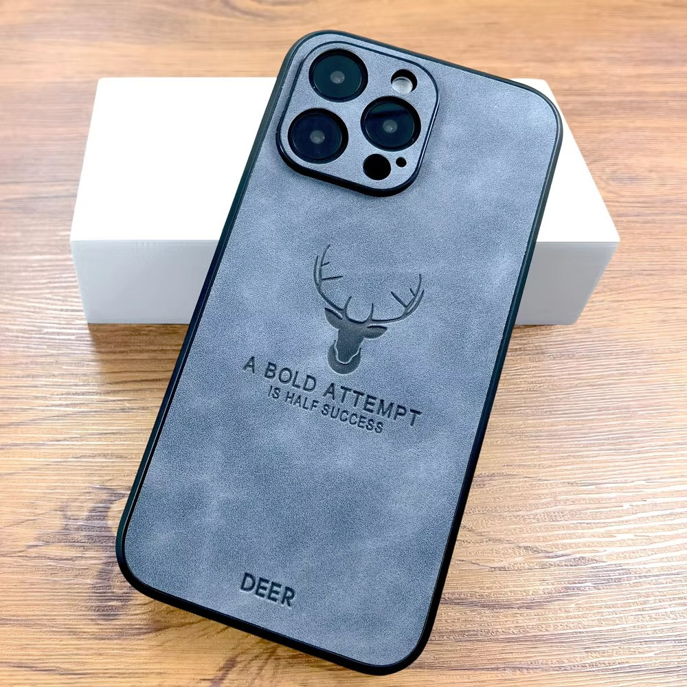 Luxury Retro PU Leather iPhone Case – Deer Pictorial Design, Full Back Protection, Stylish & Durable Cover | Case for iPhone