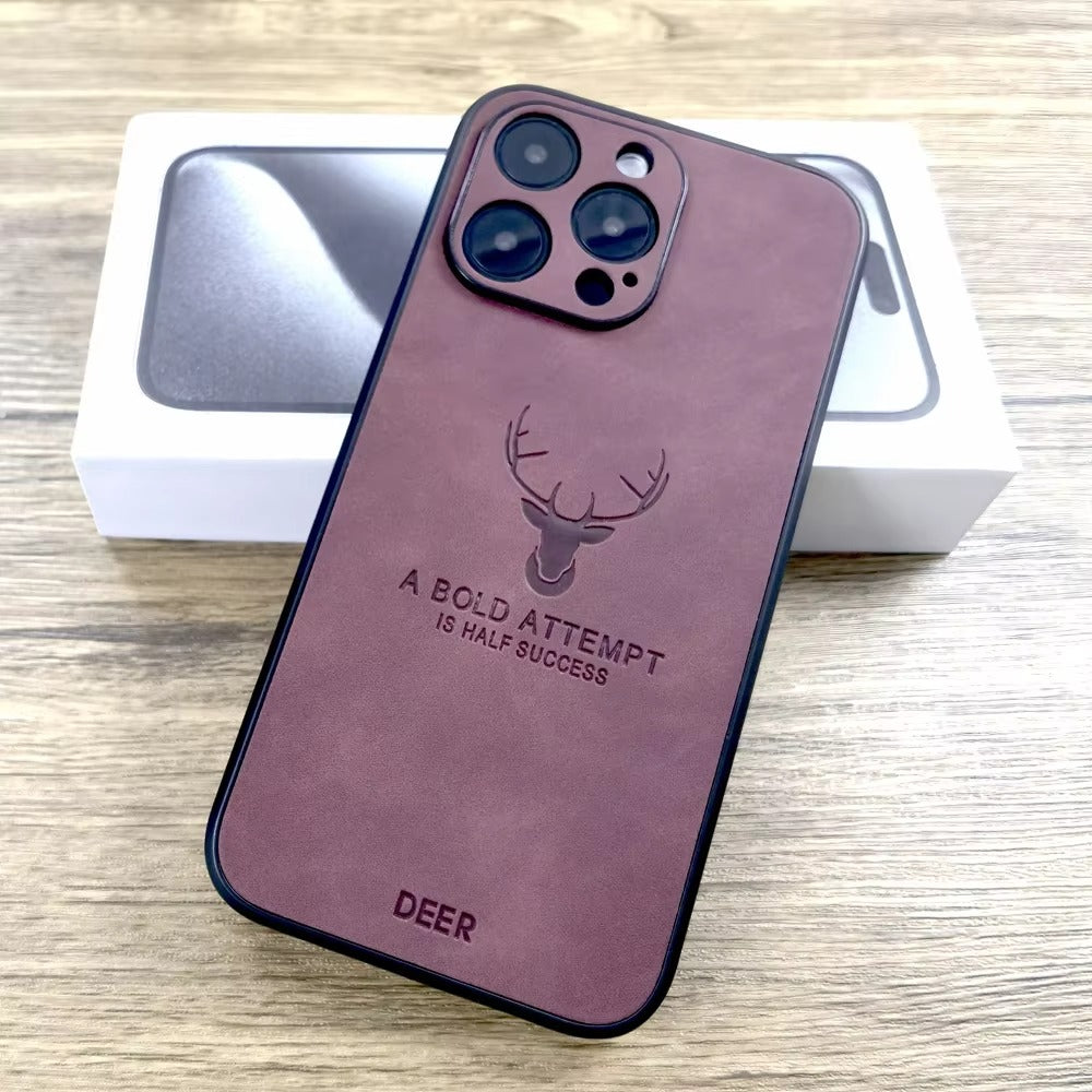 Fashion Cloth iPhone Case – Built-in Magnetic Iron, Deer & Cat Design, Stylish & Durable Protective Shell | Case for iPhone